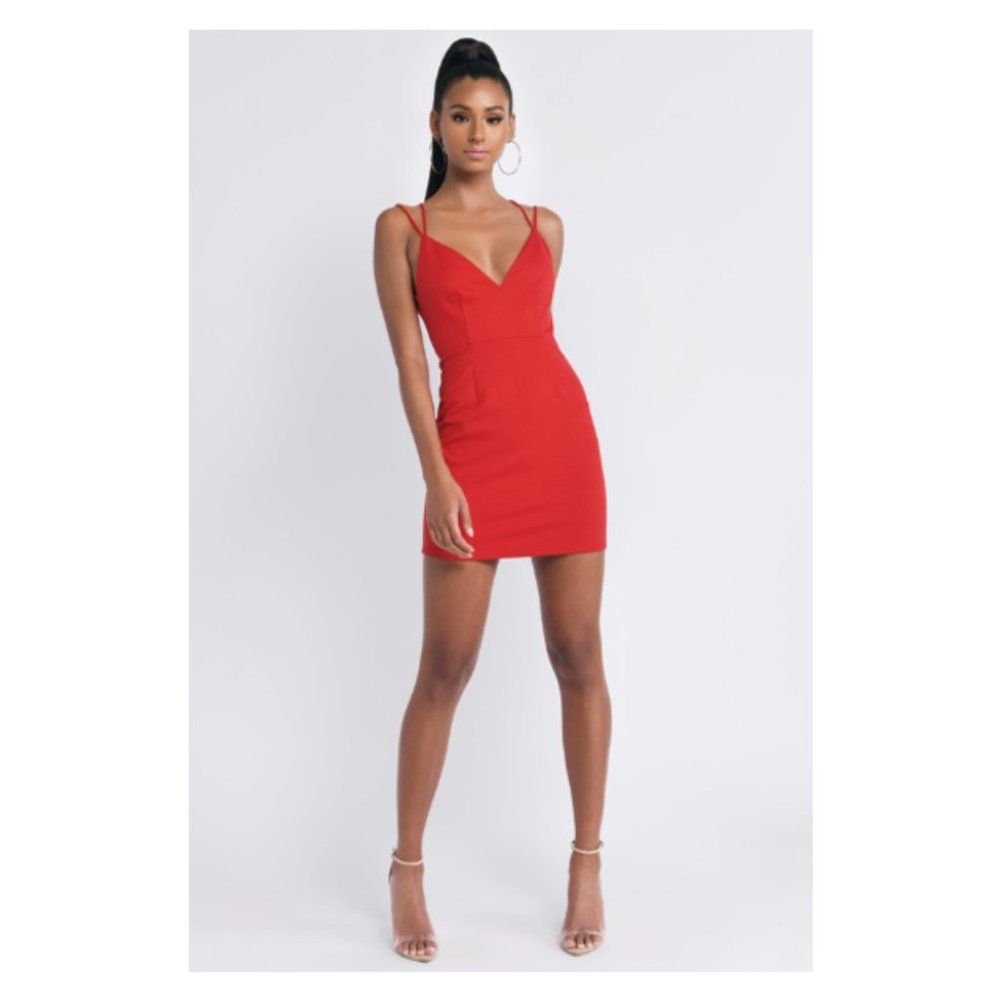 Red Bodycon Dress with Strappy Back